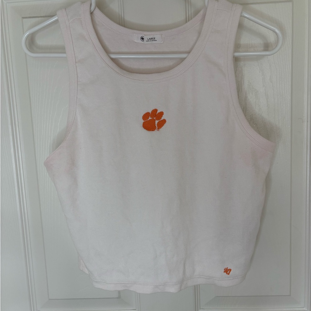 White Tank Top with Orange Paw Print